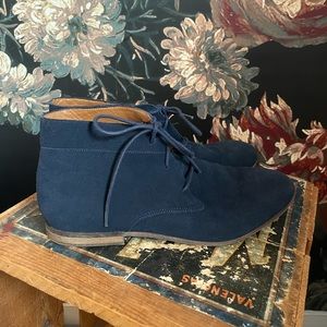 Franco Sarto Navy Suede Lace-Up Boots